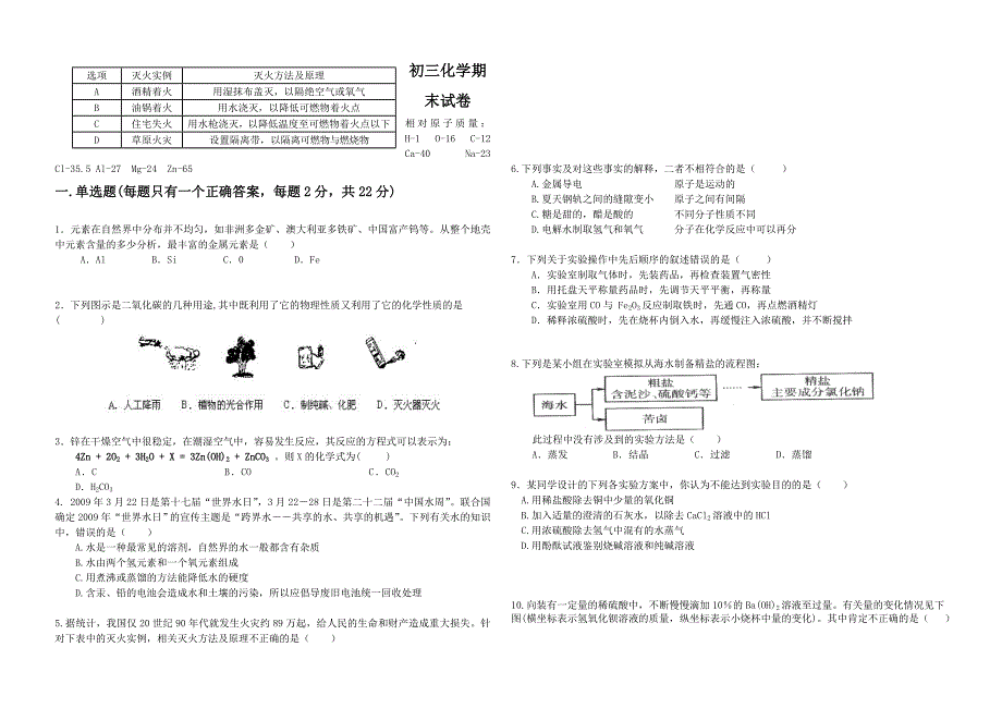 初三化学期末试题.doc_第1页