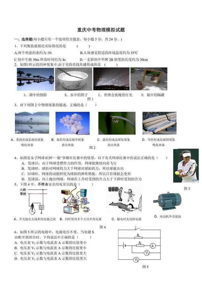 重庆中考物理模拟试题.doc