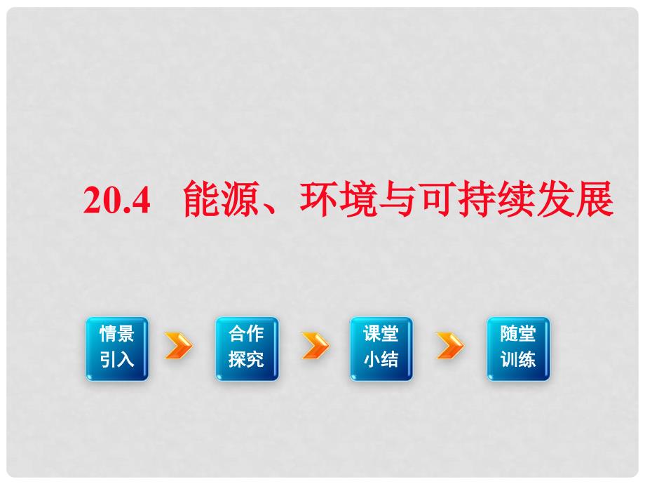 九年级物理下册 20.4 能源、环境与可持续发展教学课件 （新版）粤教沪版_第1页