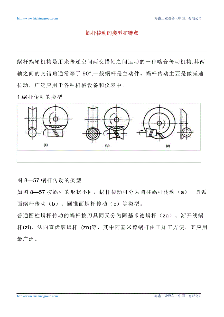 蜗杆传动的类型和特点.doc_第1页