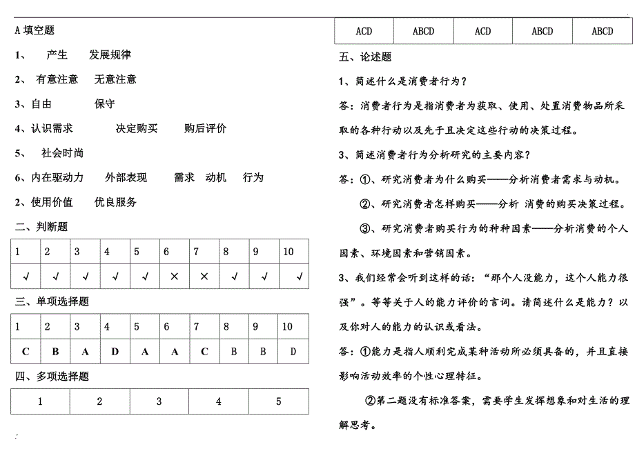 《消费者行为分析》考试题及答案_第4页