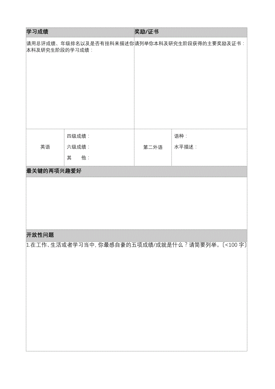 龙湖地产仕官生应聘申请表_第3页