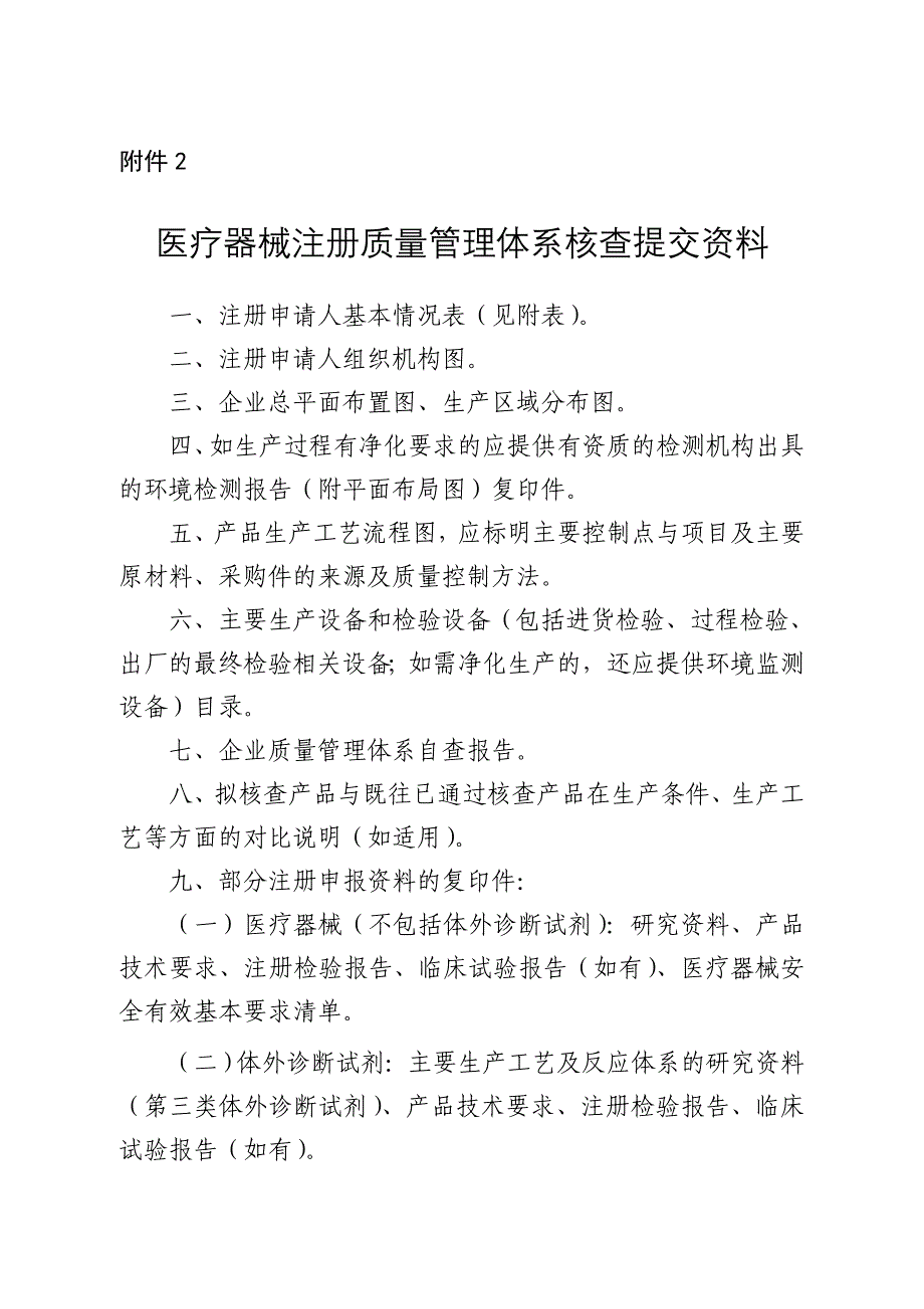 医疗器械注册质量管理体系核查提交资料_第1页