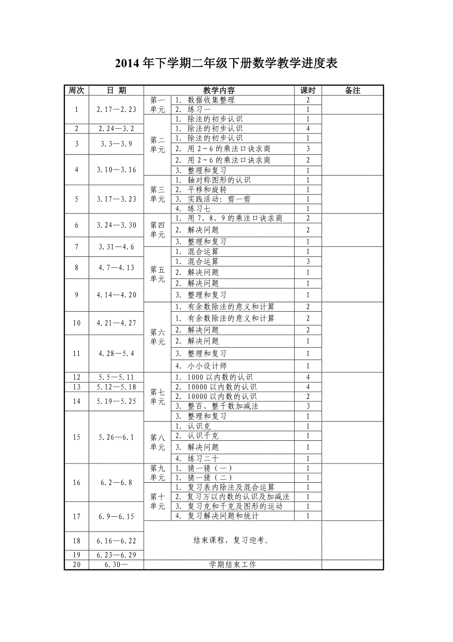 新版义务教育教科书二年级数学下册学科计划.doc_第3页