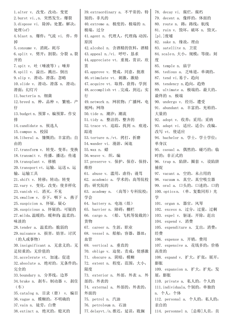 大学英语四级高频词汇_第1页