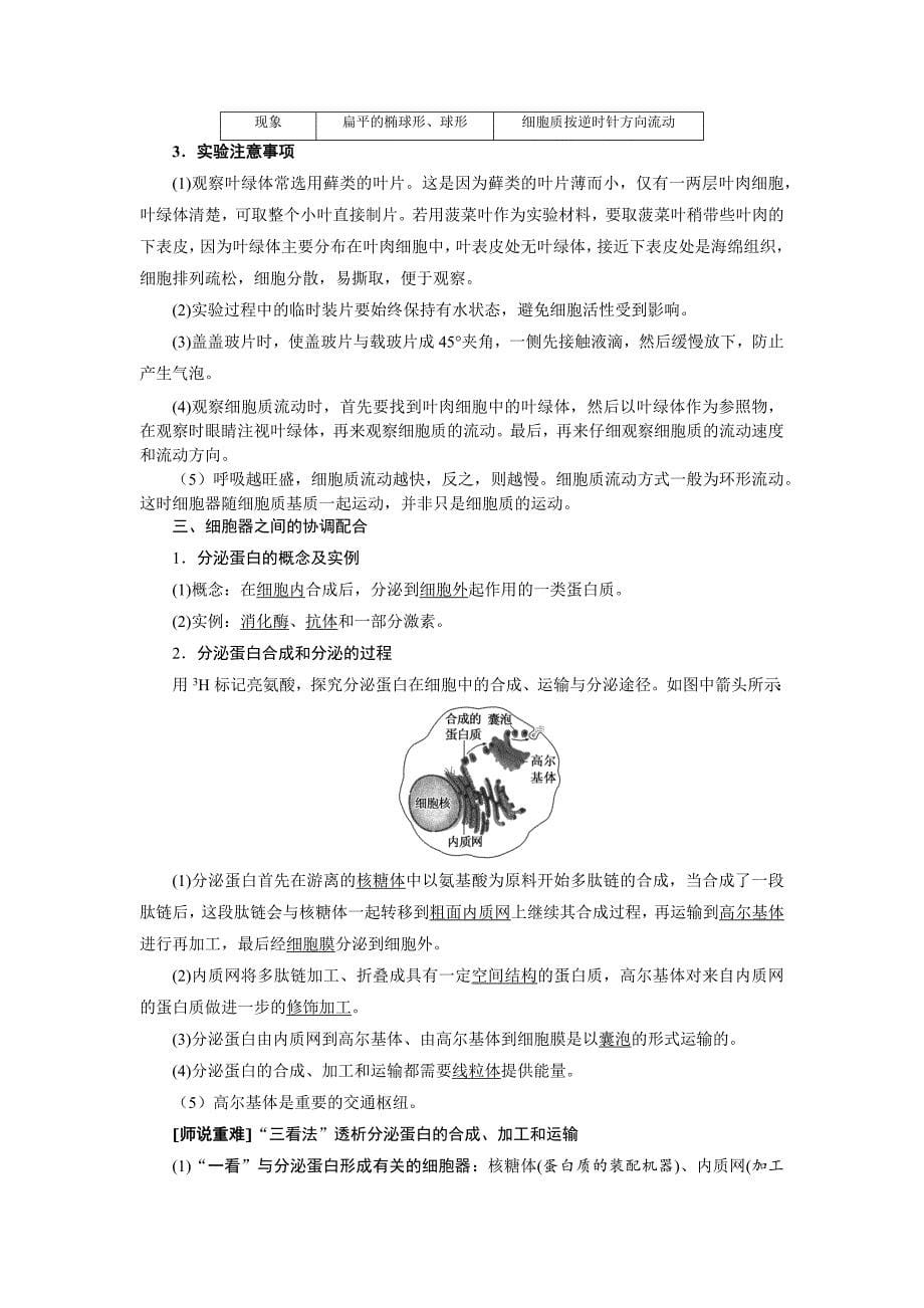 第三章细胞的基本结构知识总结 高一生物人教版必修一.docx_第5页