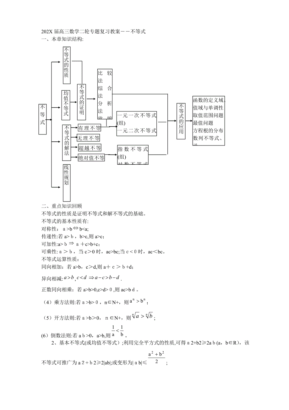 高三第二轮数学专题复习教案不等式高中数学_第1页