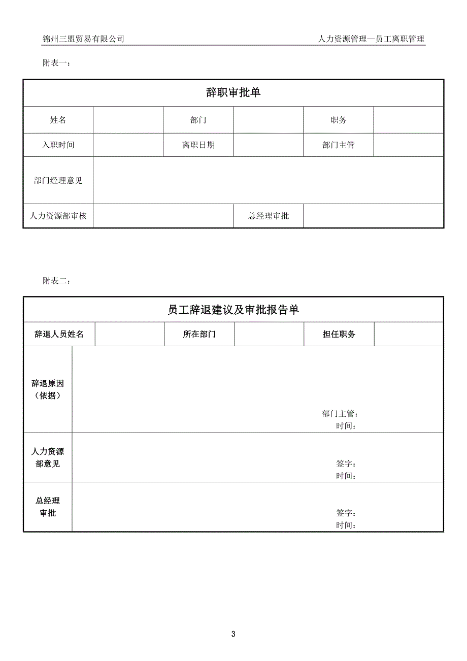 三盟公司员工离职手续细则、流程、表格_第3页