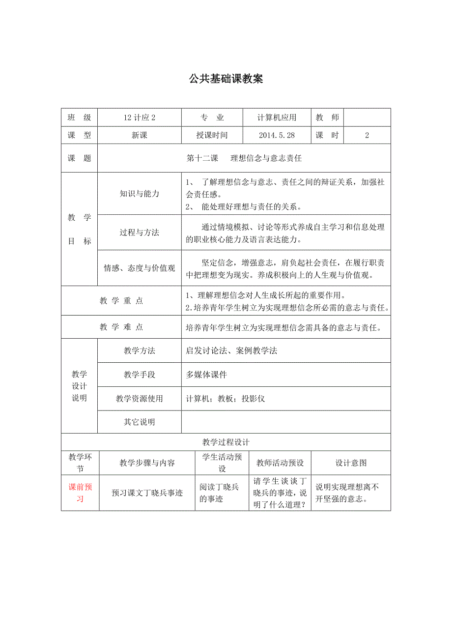 12第十二课理想信念与意志责任_第1页