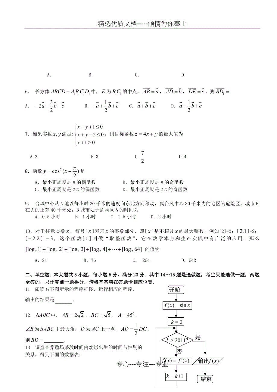 2014年高考复习文科数学试题_第2页