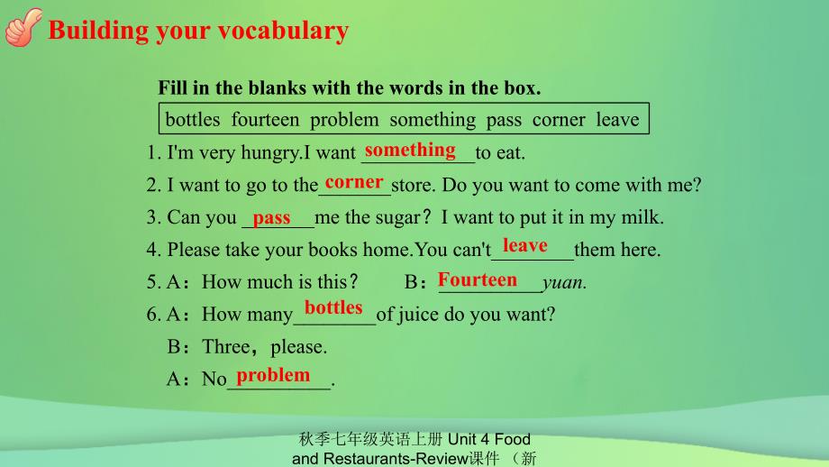 最新七年级英语上册Unit4FoodandRestaurantsReview课件新版冀教版新版冀教级上册英语课件_第4页