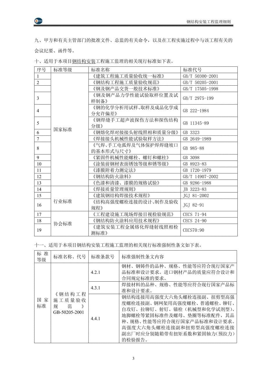 中储粮油新郑有限公司油脂油料加工 钢结构安装工程储监理细则_第5页