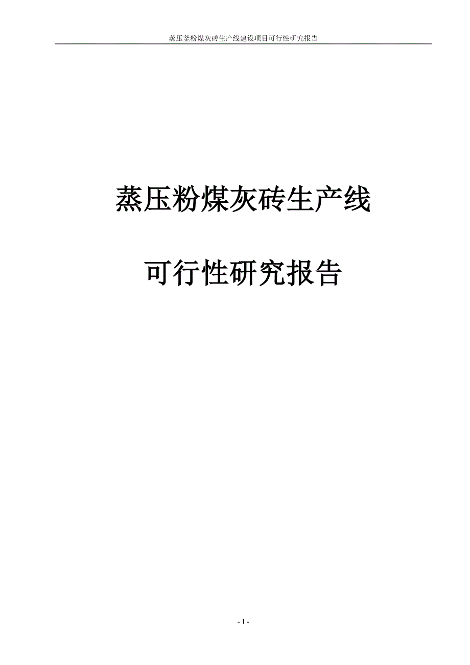 蒸压釜粉煤灰砖生产线项目可行性研究报告.doc_第1页