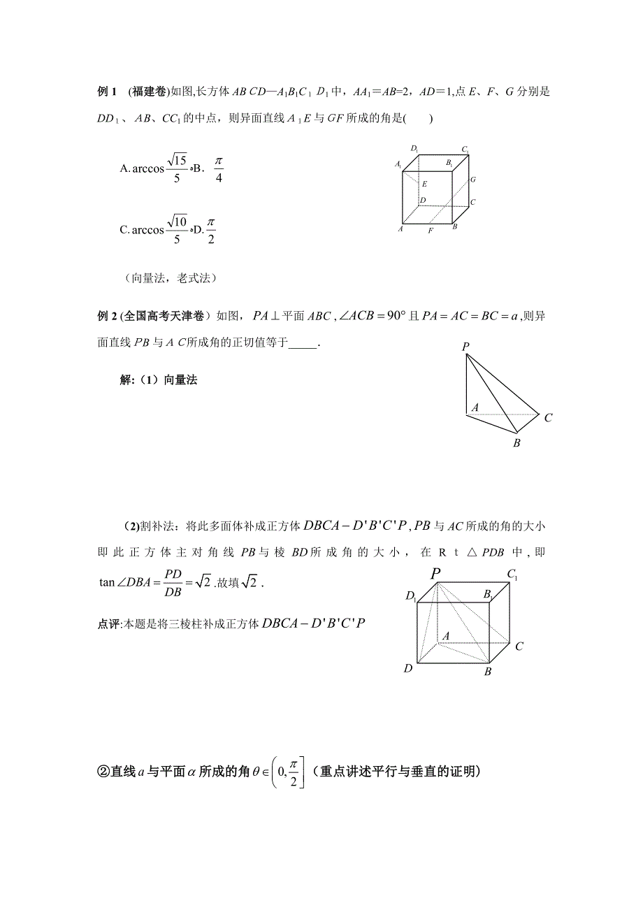 线线角、线面角-二面角(高考立体几何法宝)_第2页