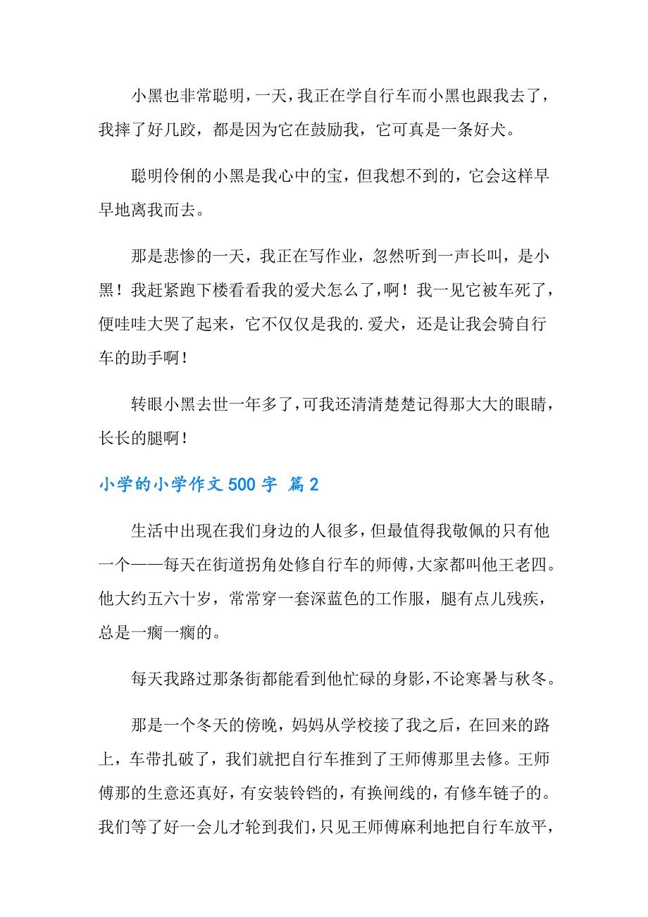 【精选】小学的小学作文500字汇编7篇_第2页