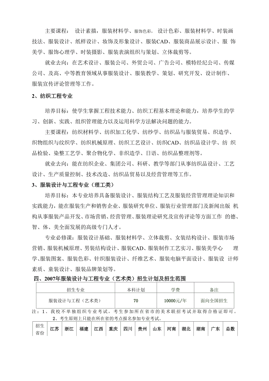 西南大学2007年服装设计与工程专业艺术类招生简章_第2页