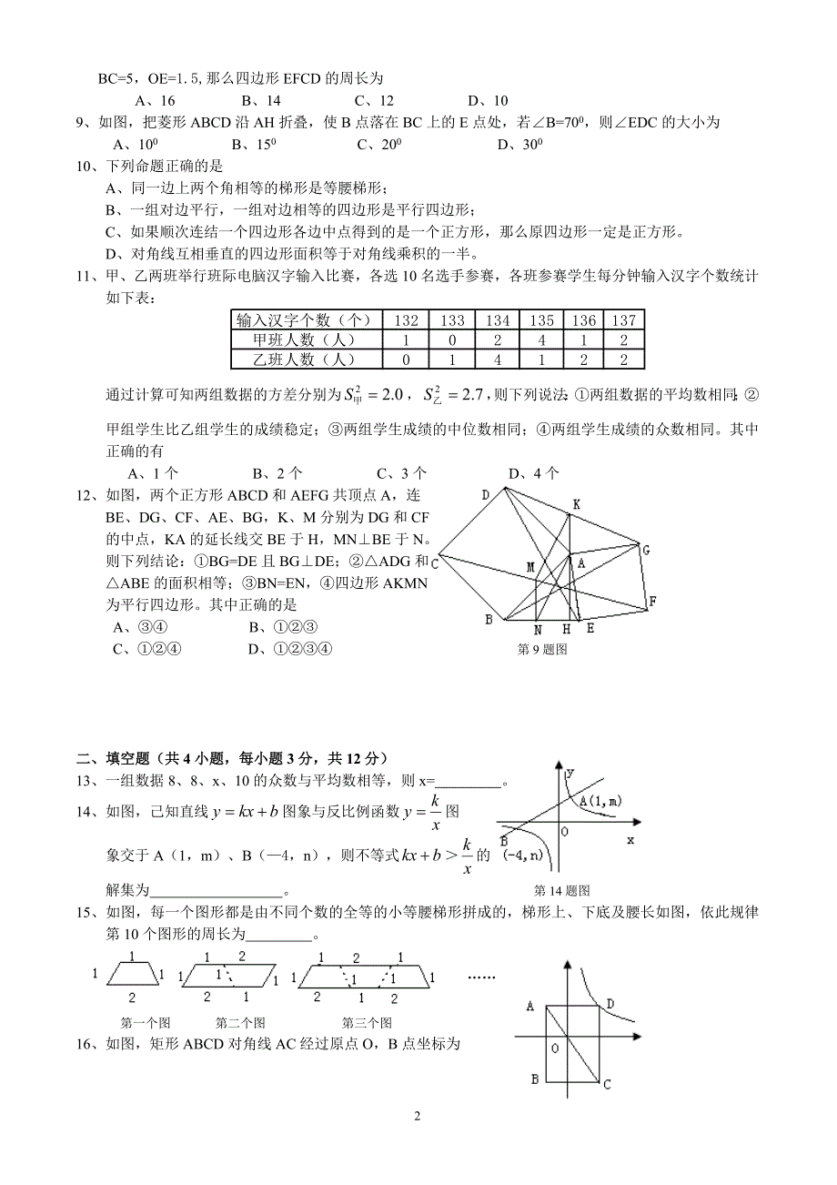 新人教版八年级(下)数学期末试卷及答案_第2页