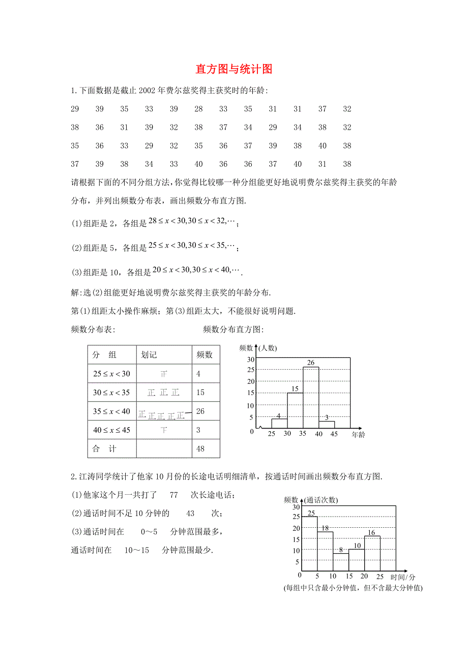 八年级数学下册第十八章数据的收集与整理184频数分布表与直方图直方图与统计图典例讲解素材新版冀教版_第1页