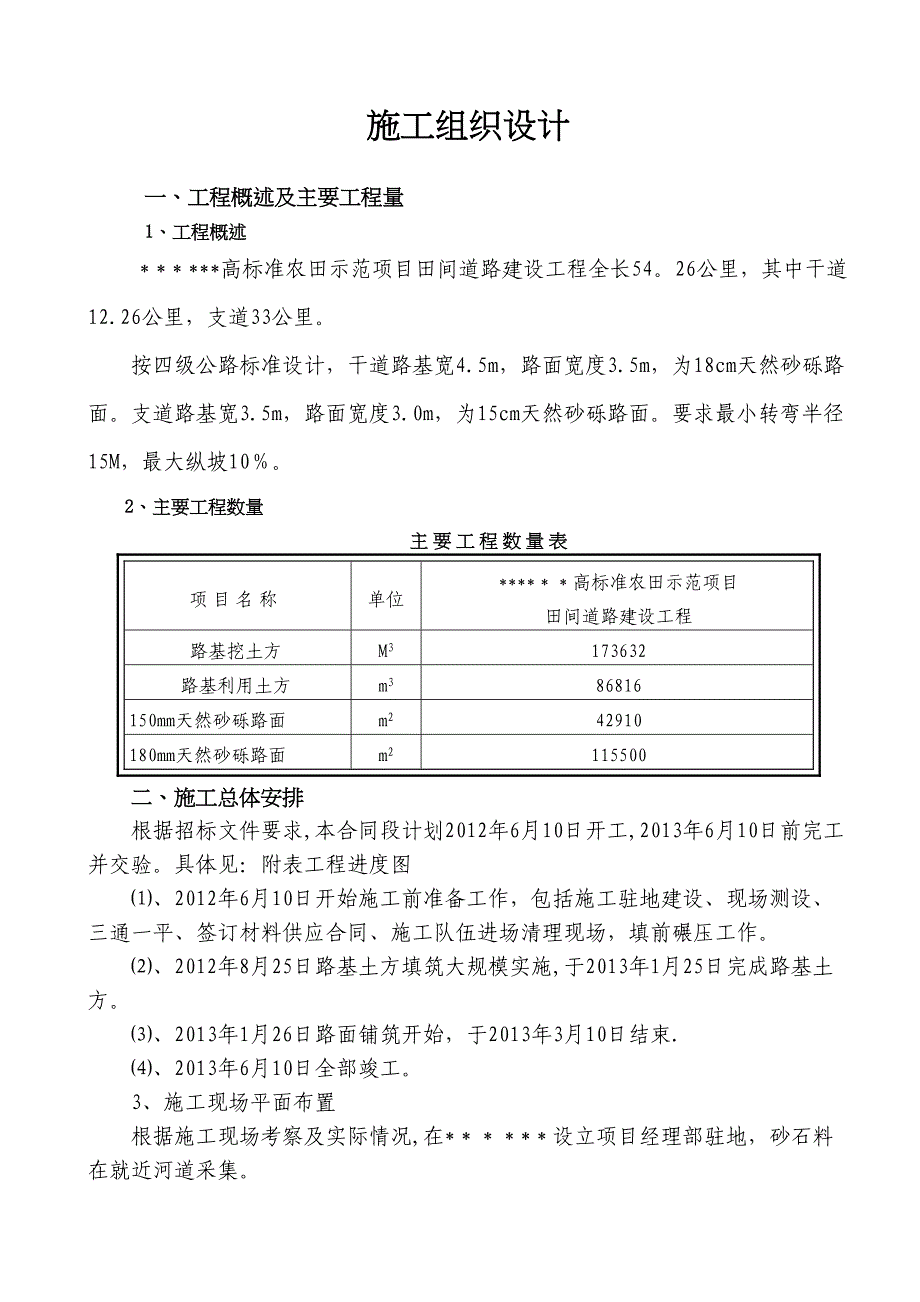 【整理版施工方案】高标准农田道路施工组织方案(DOC 24页)_第1页