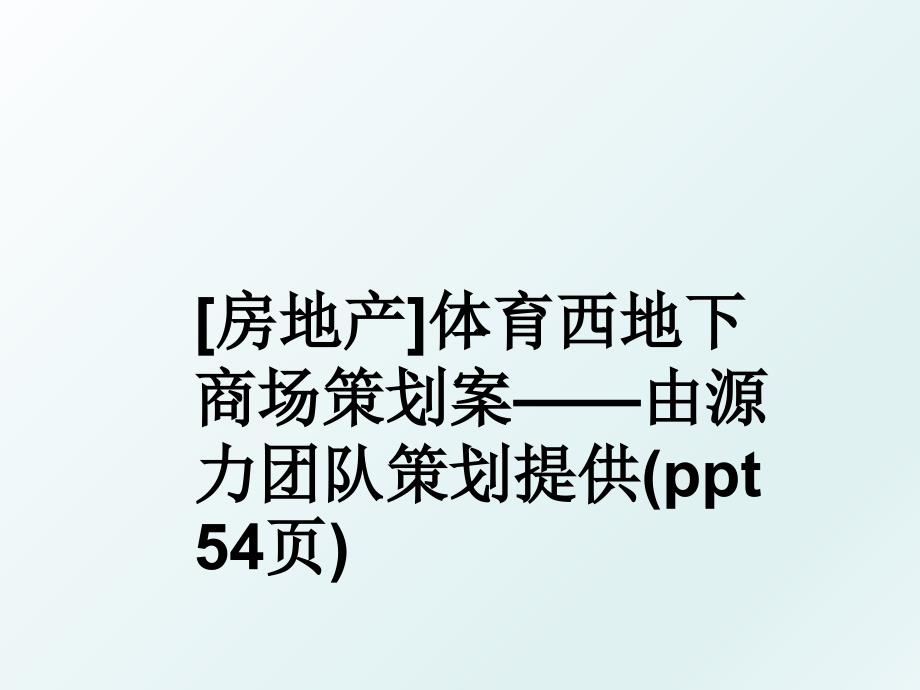 房地产体育西地下商场策划案由源力团队策划提供ppt54页_第1页