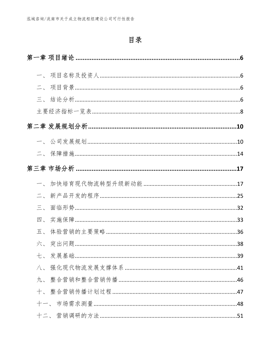 洮南市关于成立物流枢纽建设公司可行性报告_第1页