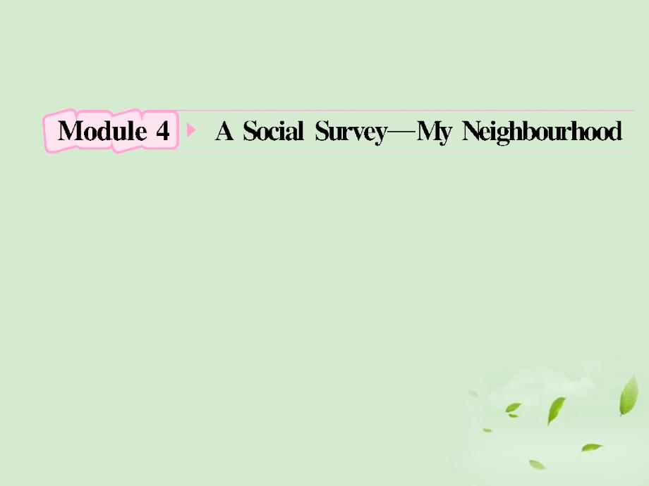 2012高考英语 Module4《A Social Survey-My Neighbourhood》知识与要点课件 外研版必修1_第1页