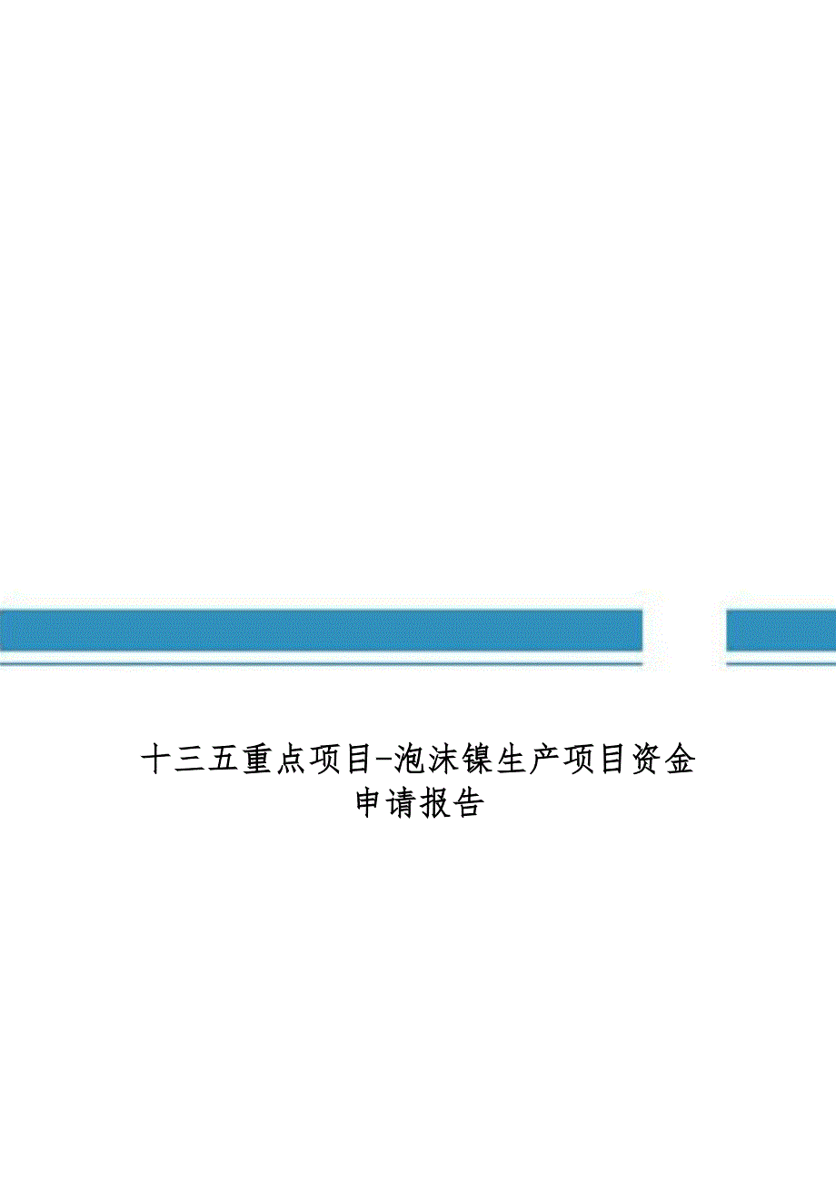 十三五重点项目泡沫镍生产项目资金申请报告_第1页