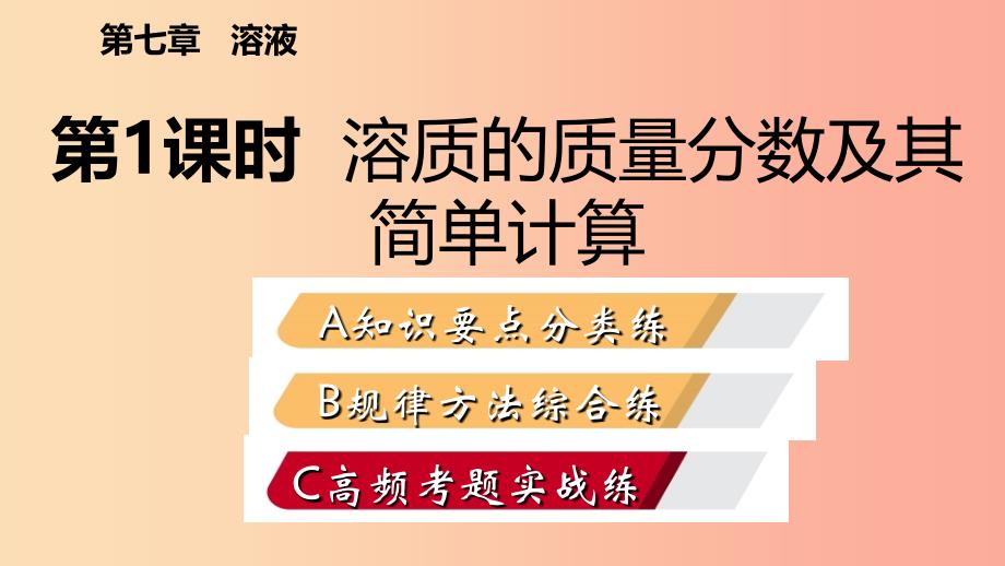 2019-2020学年九年级化学下册 第七章 溶液 7.3 第1课时 溶质的质量分数及其简单计算同步练习课件 粤教版.ppt_第2页