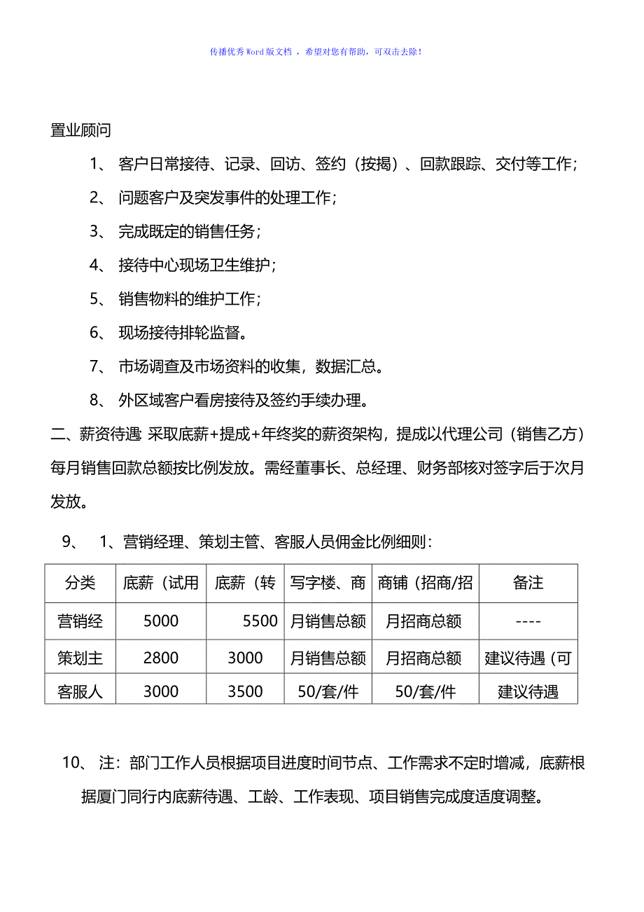 房地产营销部组织架构及岗位职责薪资待遇Word编辑_第4页