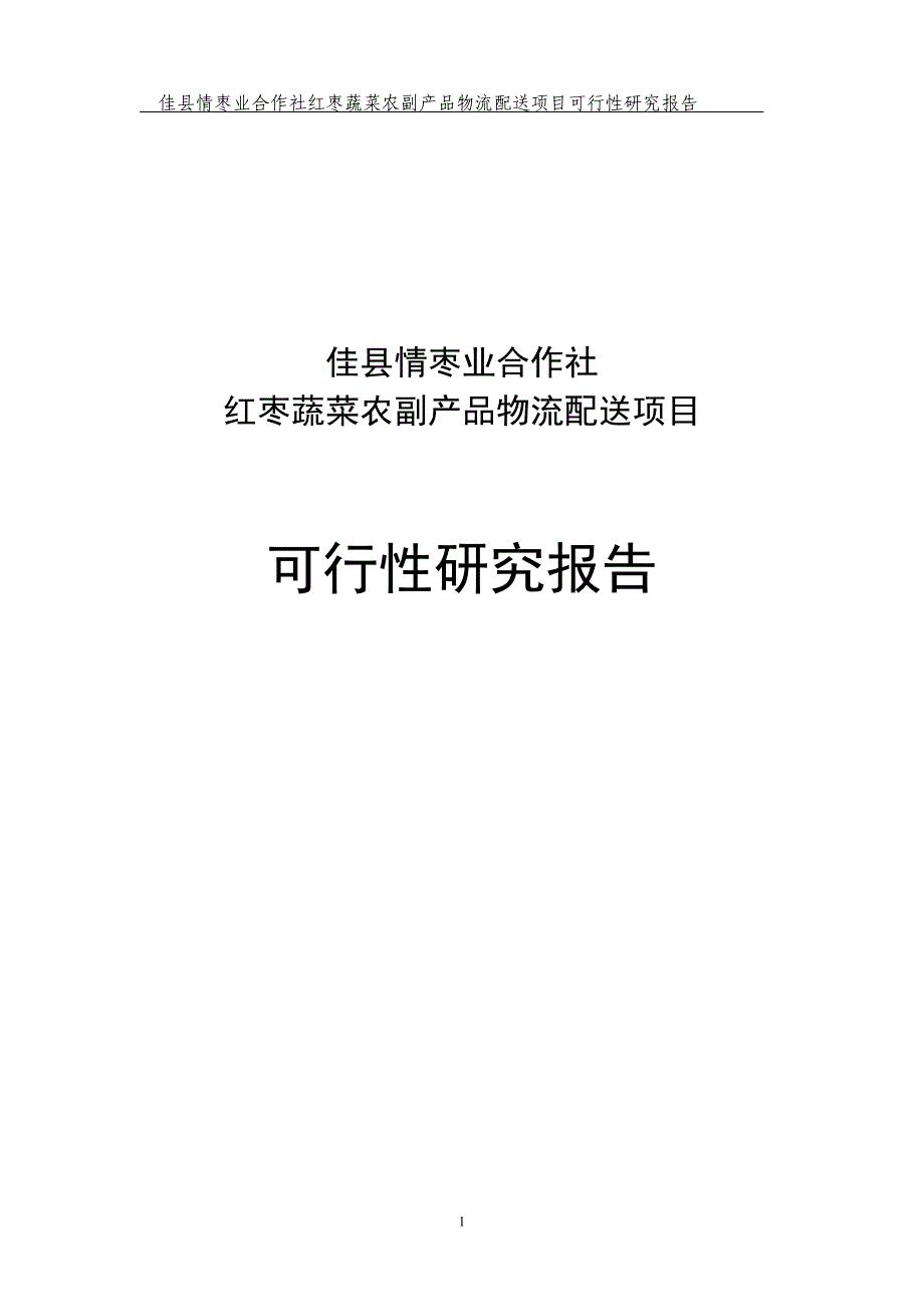 红枣蔬菜农副产品物流配送建设项目策划建议书.doc_第1页