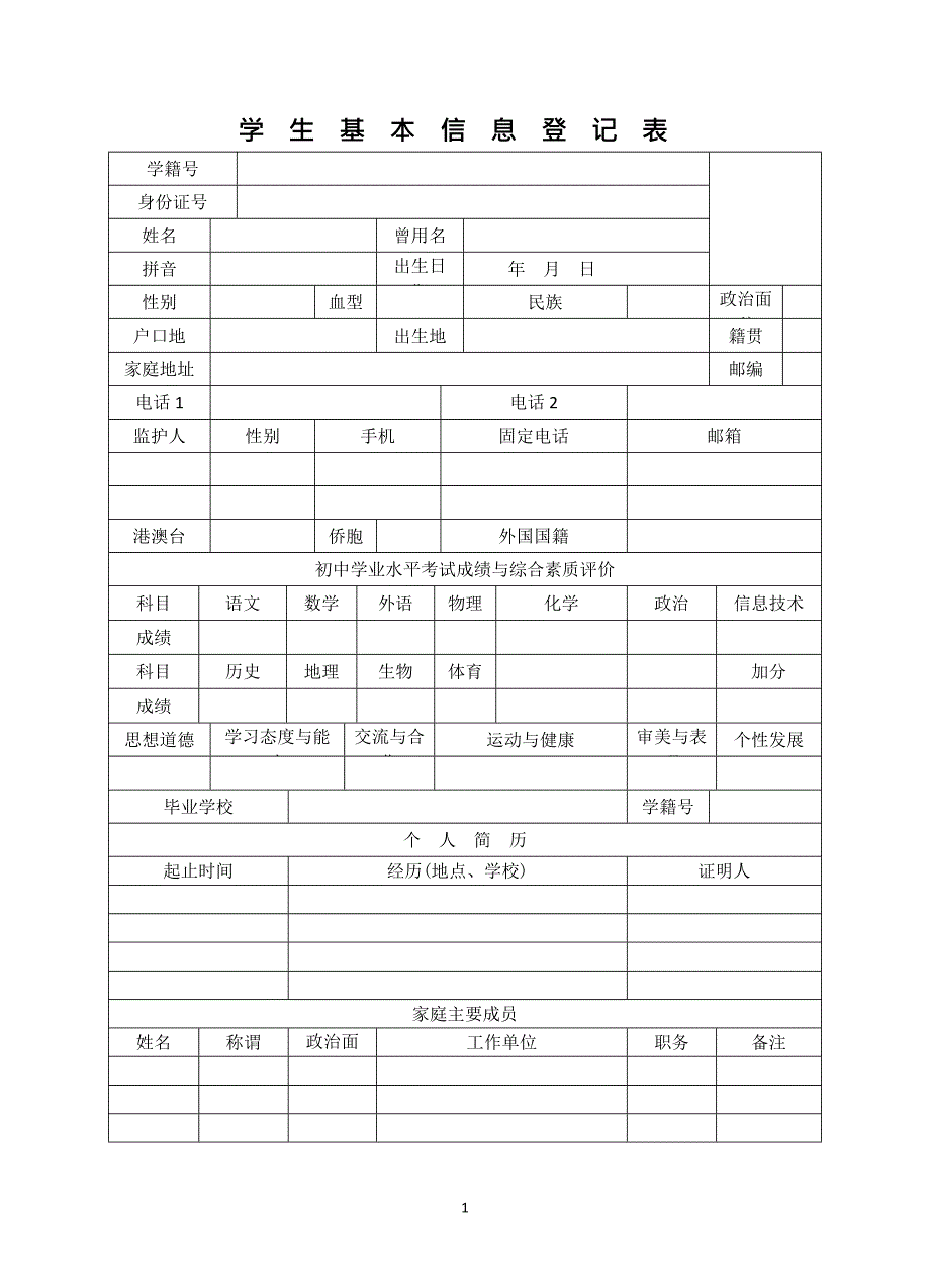 贵阳市乌当中学学生成长记录手册.doc_第1页