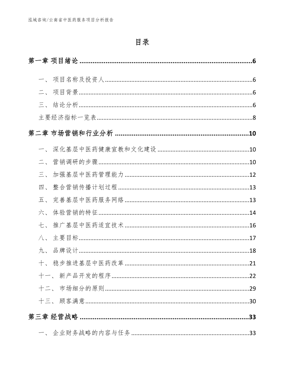 云南省中医药服务项目分析报告参考模板_第1页