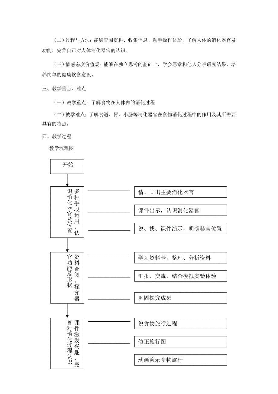 2021-2022年四年级科学上册《食物在人体内的旅行》教学设计 教科版_第5页