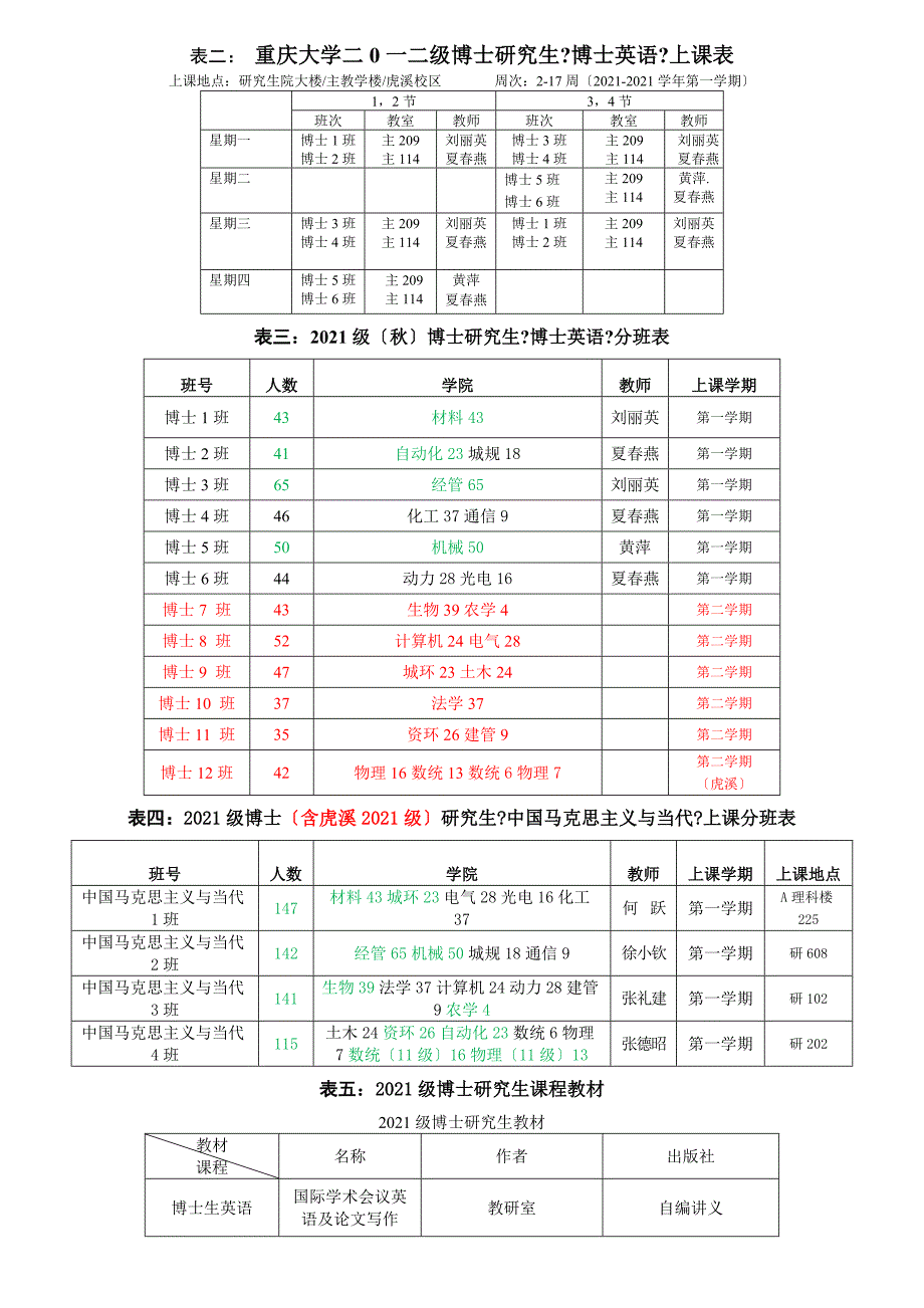 重大年秋研究生公共课课表_第4页