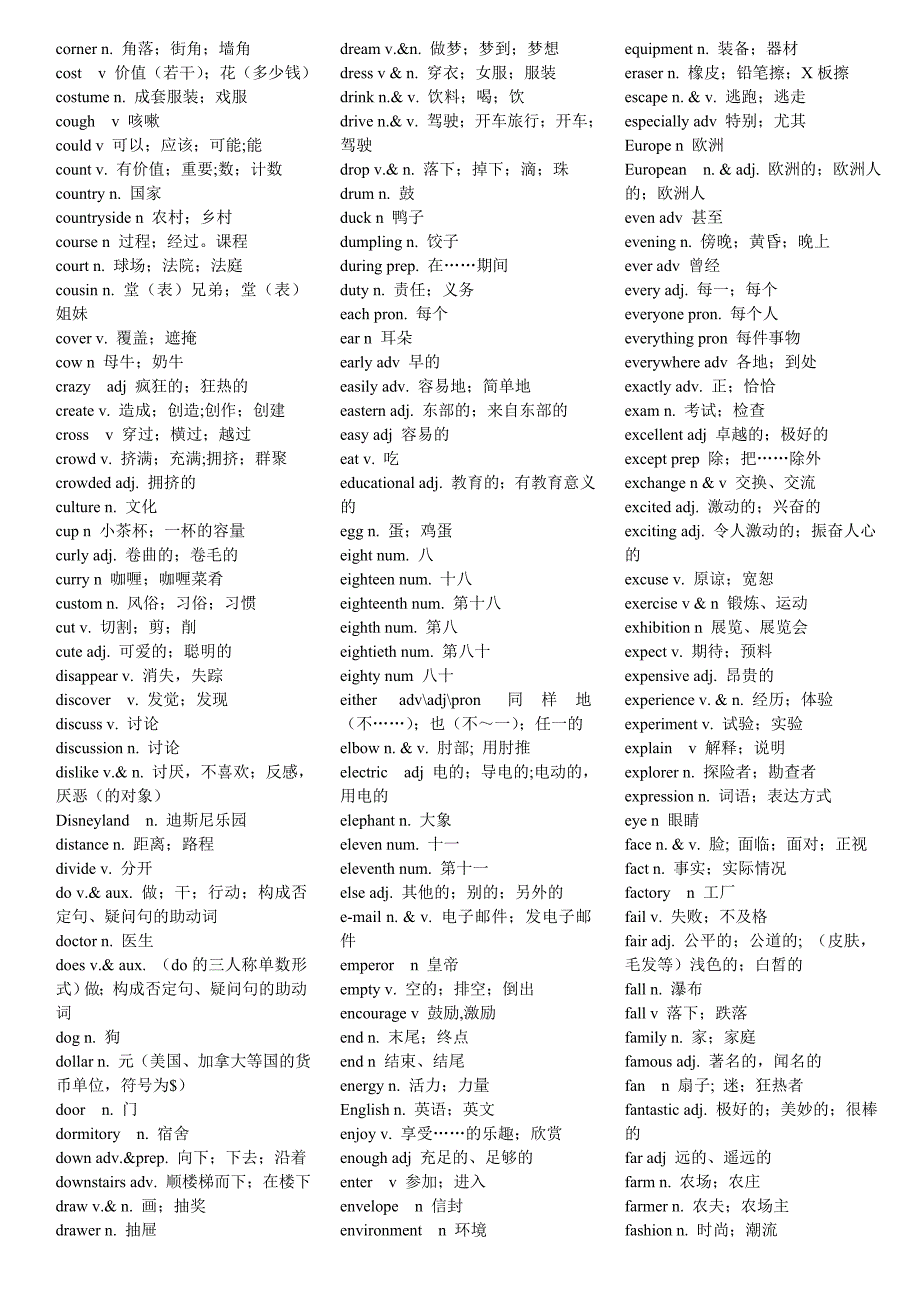 仁爱版初中英语单词汇总(按字母顺序排版11页)_第3页