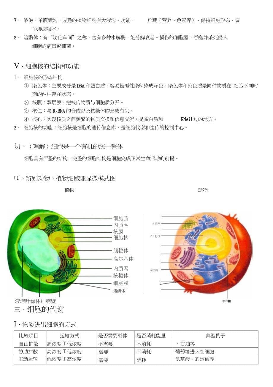 人教版高中生物必修一知识点总结_第5页