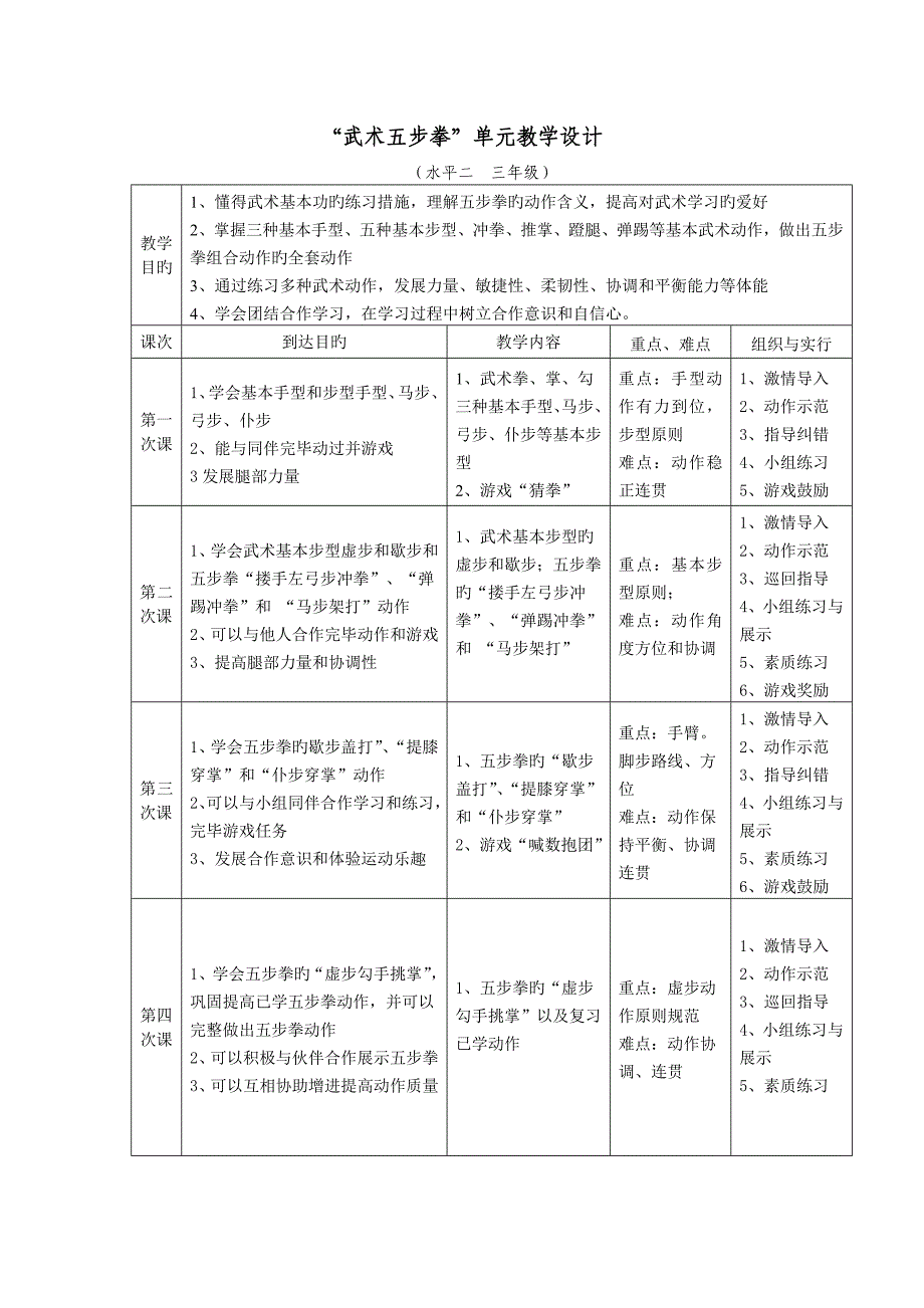 五步拳单元计划_第1页