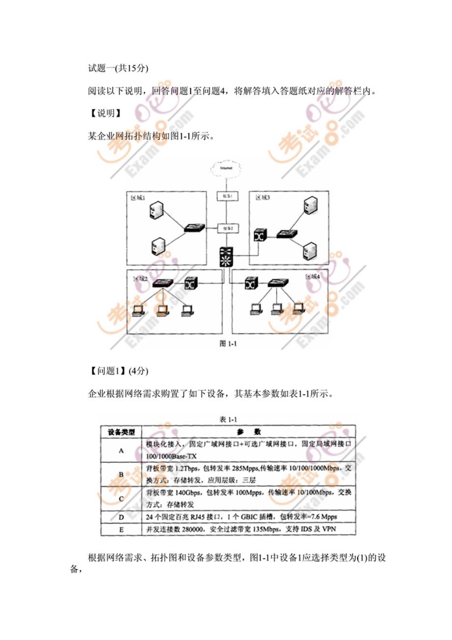 下半年软考网络工程师考试试题及答案(下午)_第1页