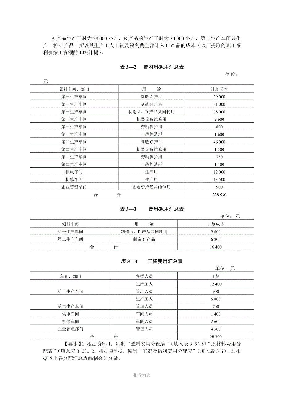 要素费用的归集和分配习题及参考答案_第4页