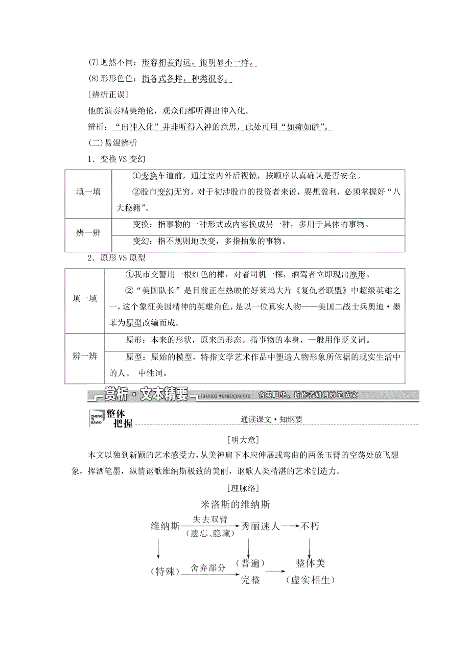 2022-2023学年高中语文第二单元议论文第8课米洛斯的维纳斯教学案粤教版必修4_第3页