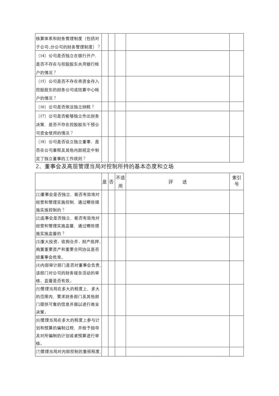 内部控制与控制管理知识分析测试表_第2页