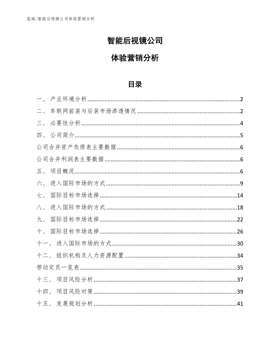 智能后视镜公司体验营销分析【参考】_第1页