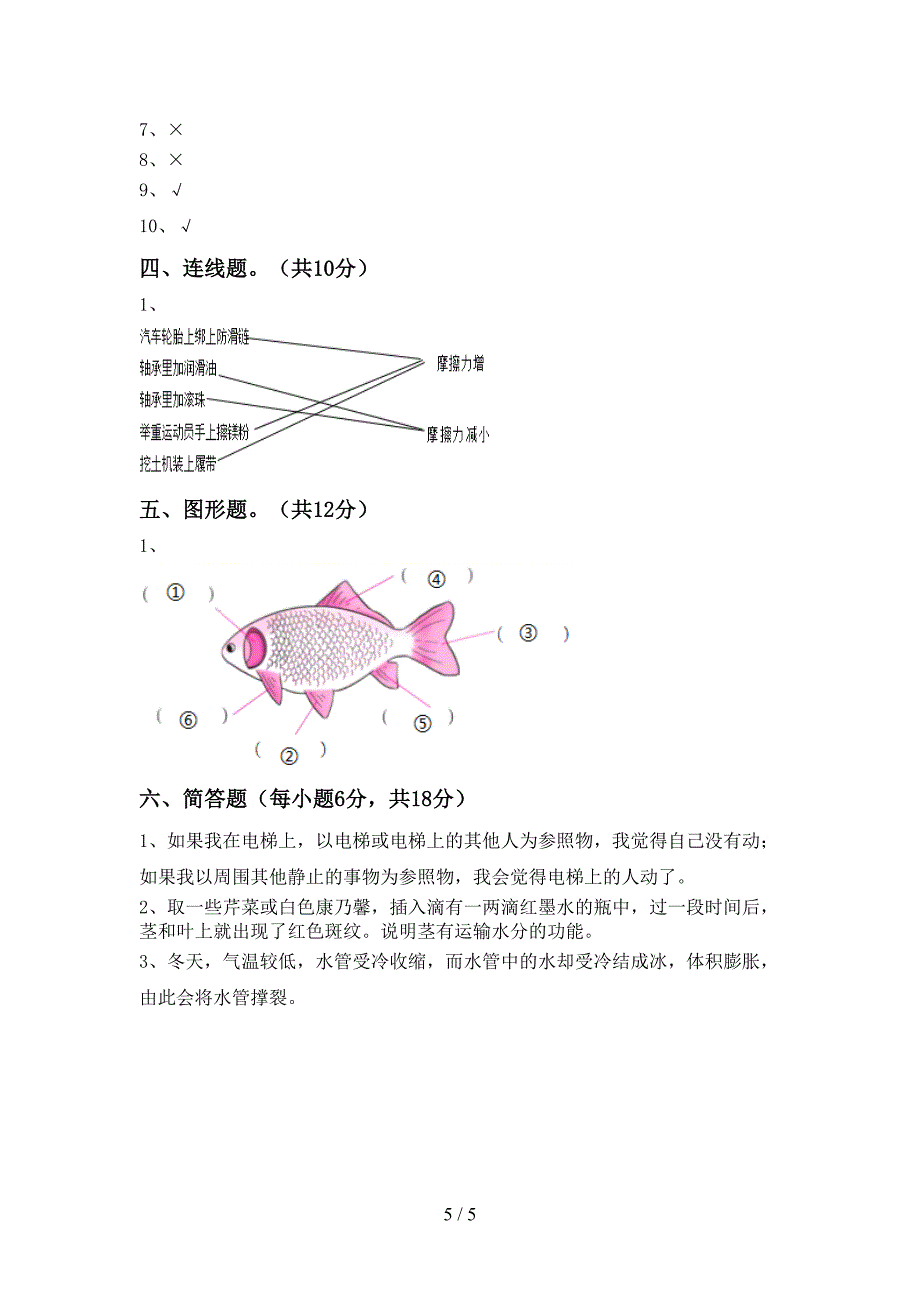 教科版小学四年级科学上册期中考试题含答案.doc_第5页