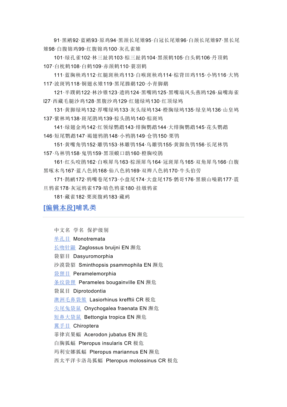 濒危动物目录(中英对照)_第2页