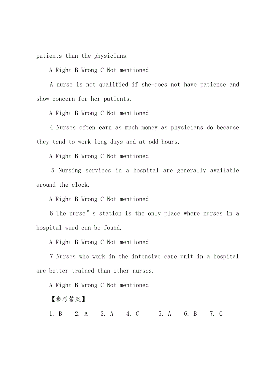 2022年职称英语考试卫生类B级阅读判断练习题(4).docx_第3页