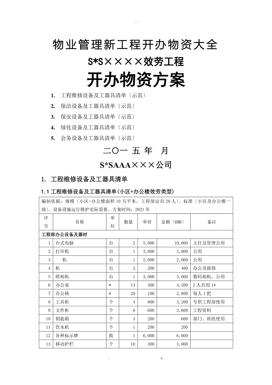 最全物业管理新项目开办物资大全_第1页