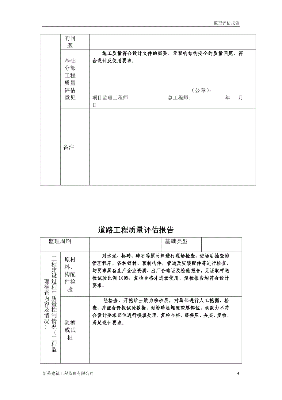 建筑工程房屋建筑工程和市政基础设施工程单位质量评估报告_第4页