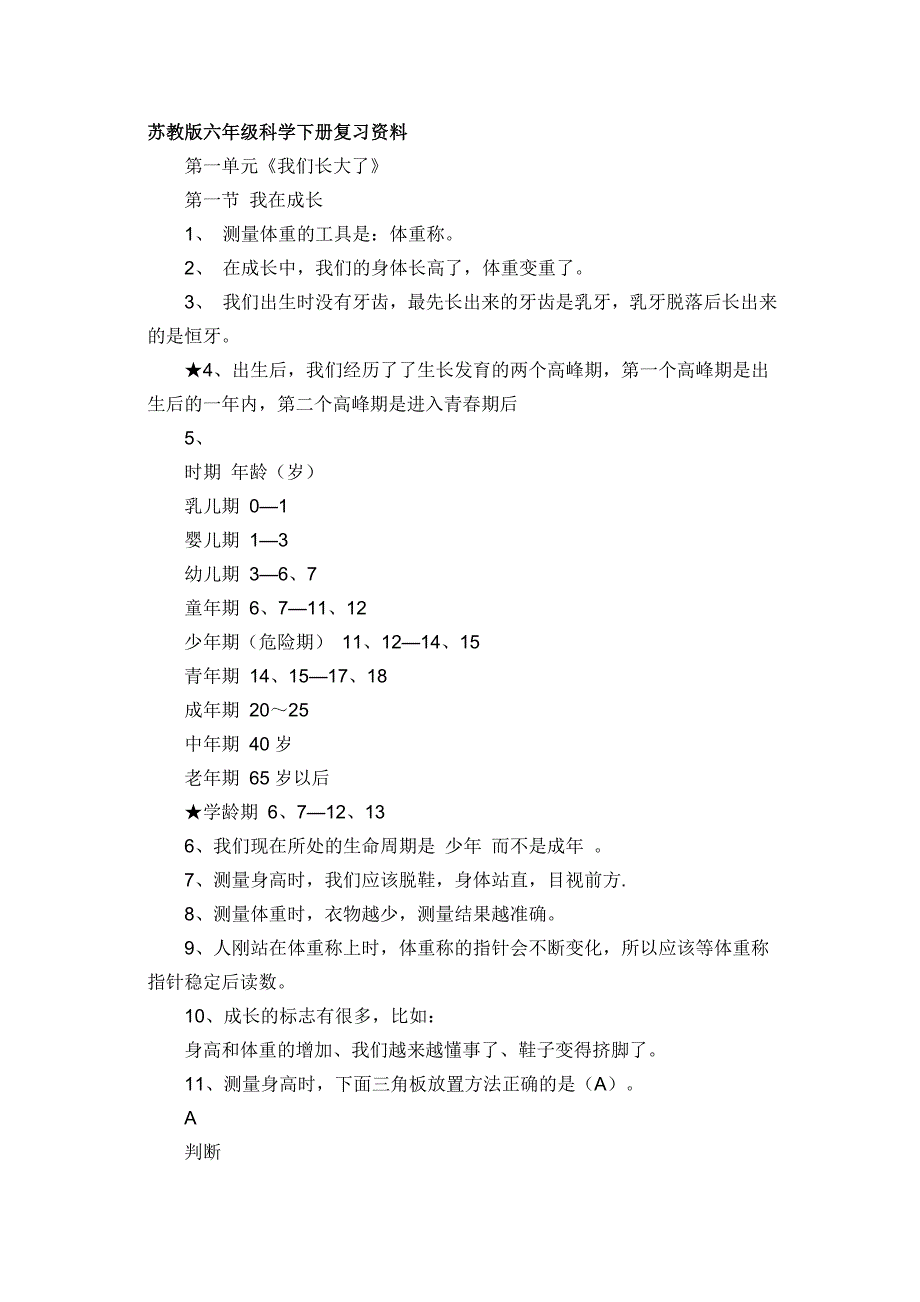 苏教版六年级科学下册复习资料.doc_第1页