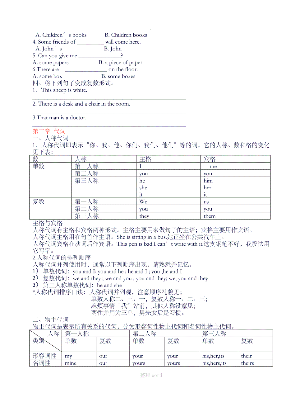 小学四年级英语语法_第4页