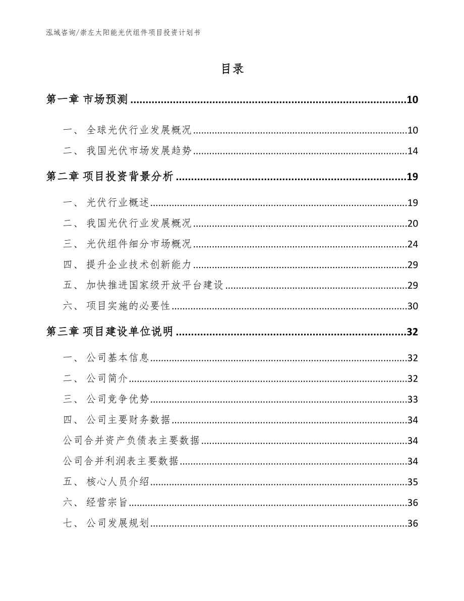 崇左太阳能光伏组件项目投资计划书（模板）_第2页